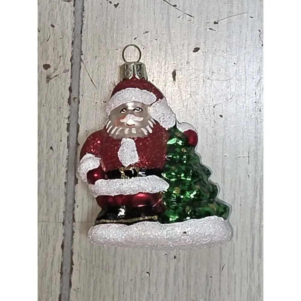 Vtg Mercury Glass Santa Claus Ornament Marked Poland Christmas Holiday 3